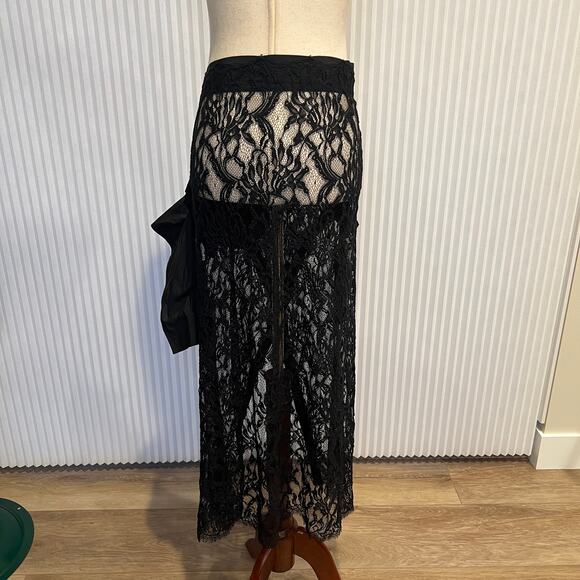 XD XENIA DESIGN Women's Lace & Taffeta Mela Pareo Skirt Size S In Black - Picture 7 of 13
